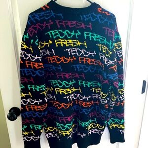 Graffiti Rainbow 90s inspired Teddy Fresh Knit Sweater Crewneck